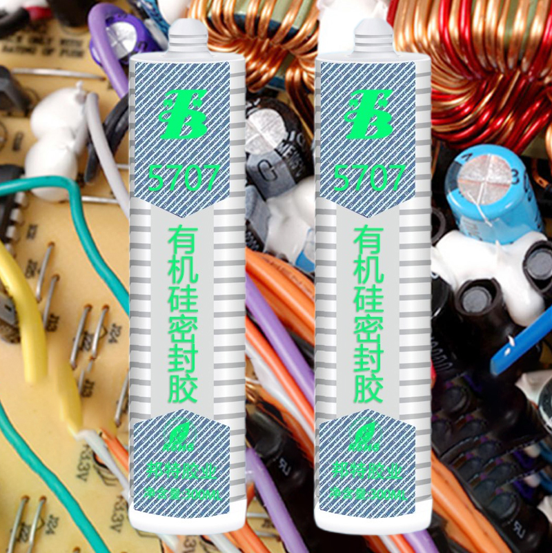 廣研電子透明膠5707，半透明電子灌封膠，脫醇型單組份（fèn）矽酮膠，電子（zǐ）元器件專用膠水